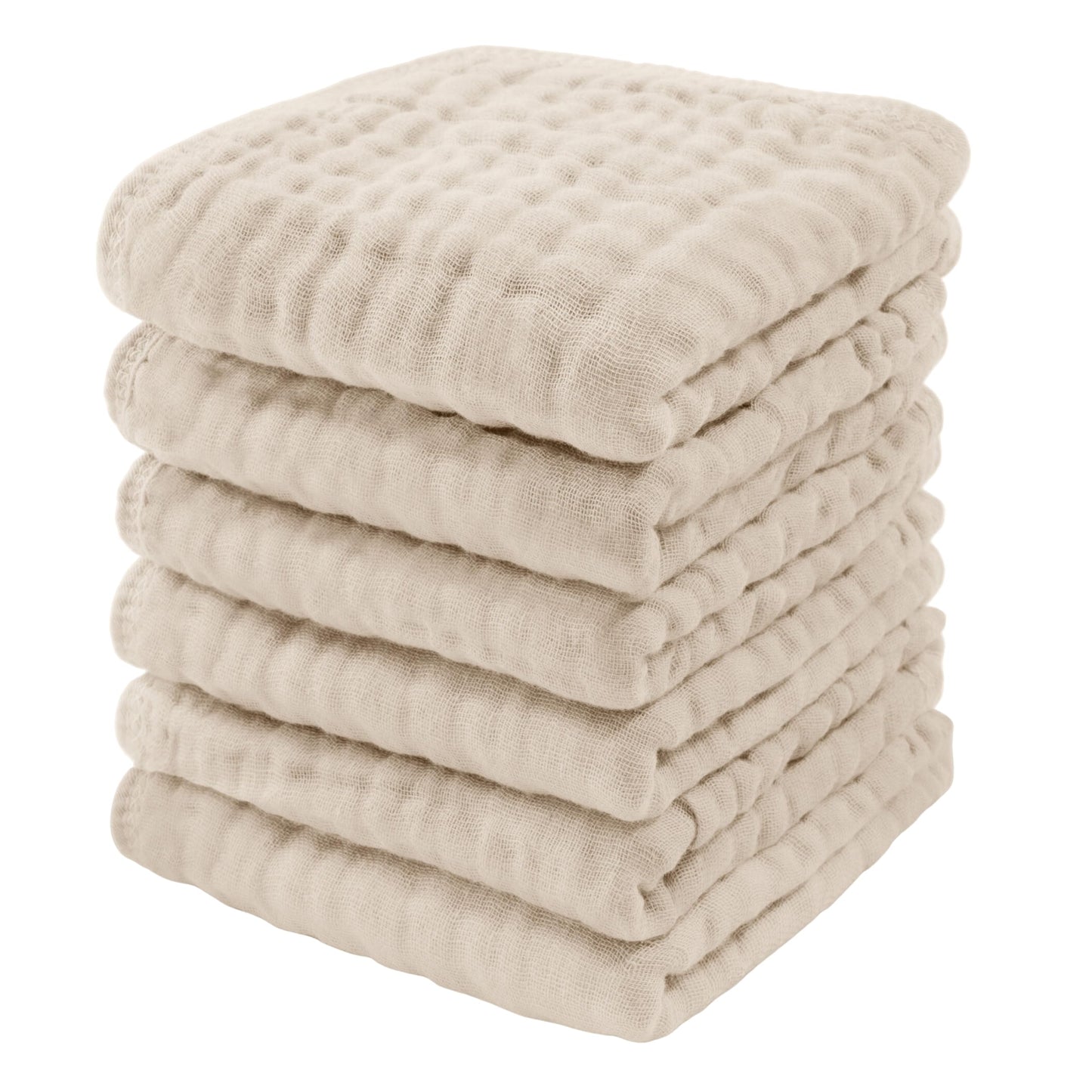 Comfy Cubs Muslin Baby Washcloths 6 Pack - Soft 6-Layer Cotton Wash Cloths For Sensitive Skin - 10'X10' Large, Gentle, Absorbe