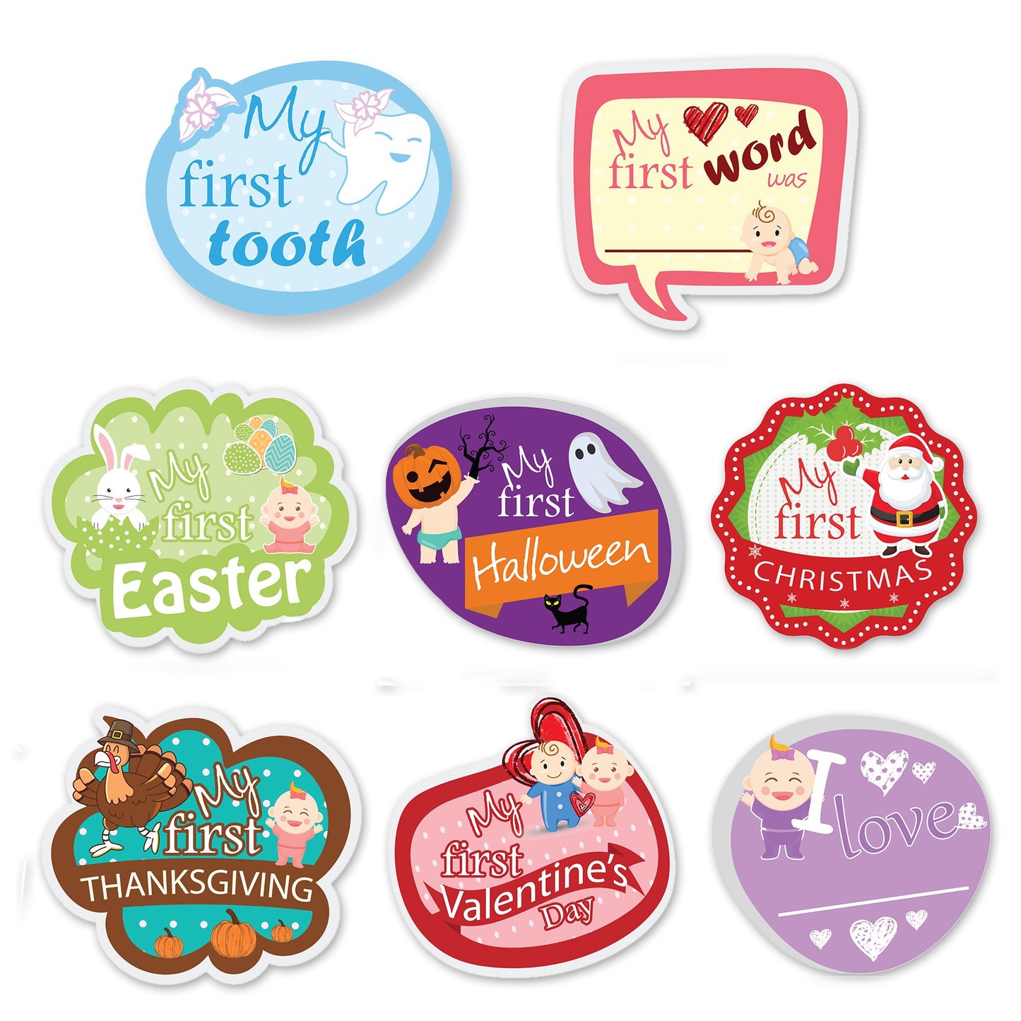 Baby Monthly Milestone Stickers For Girls By Turtlesurfers | Floral Designs With Holiday Themes Included! | All Months And First