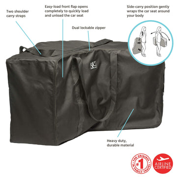 J.L. Childress Universal Side-Carry Car Seat Travel Bag, Black