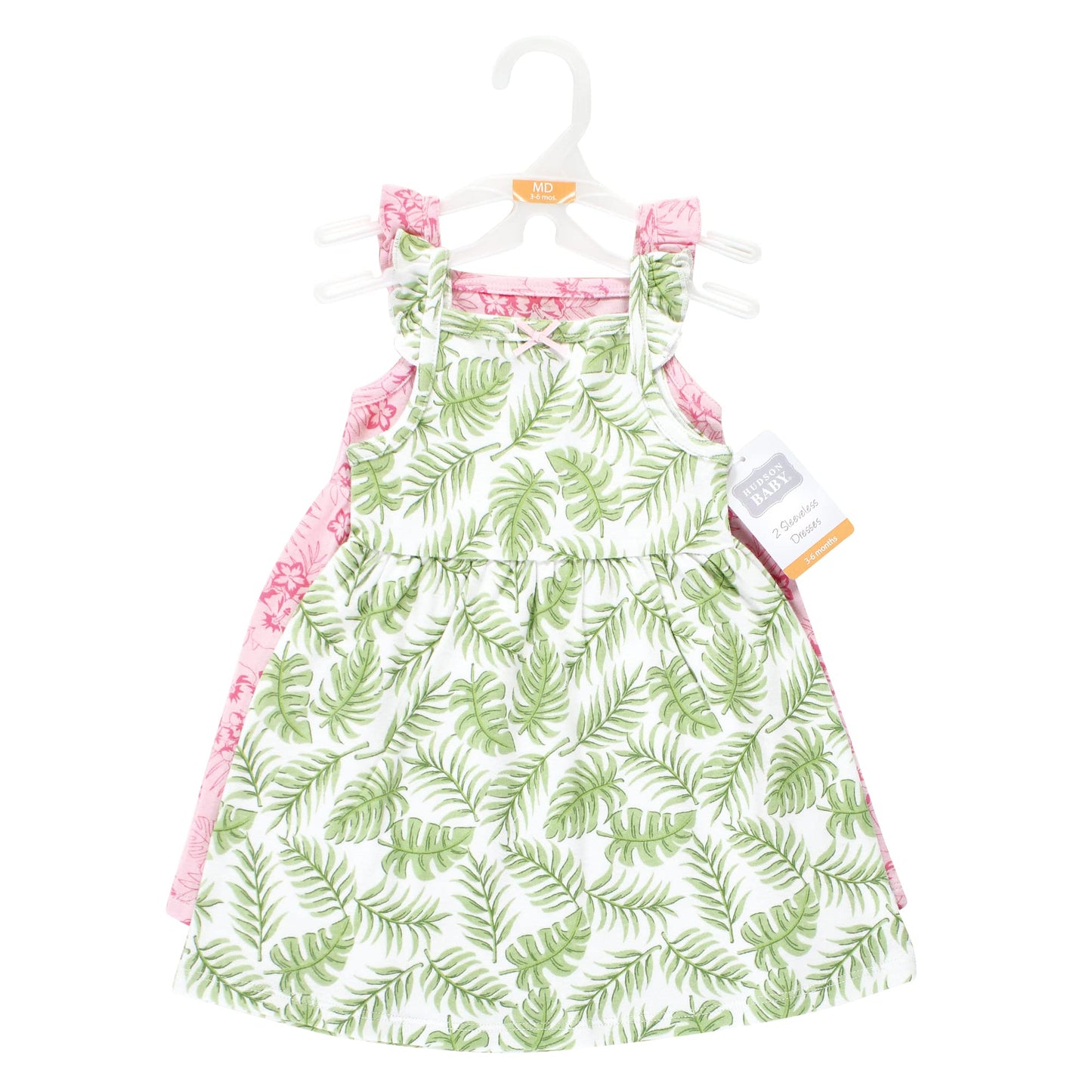 Hudson Baby Girls' Cotton Dresses, Palm Leaf, 9-12 Months