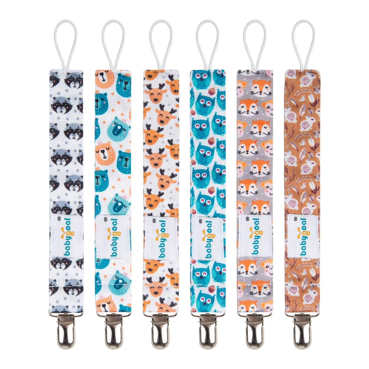 Babygoal Animal Pacifier Clips, 6 Pack Pacifier Holder For Boys And Girls Fits Most Pacifier Styles &Teething Toys And Pacifier