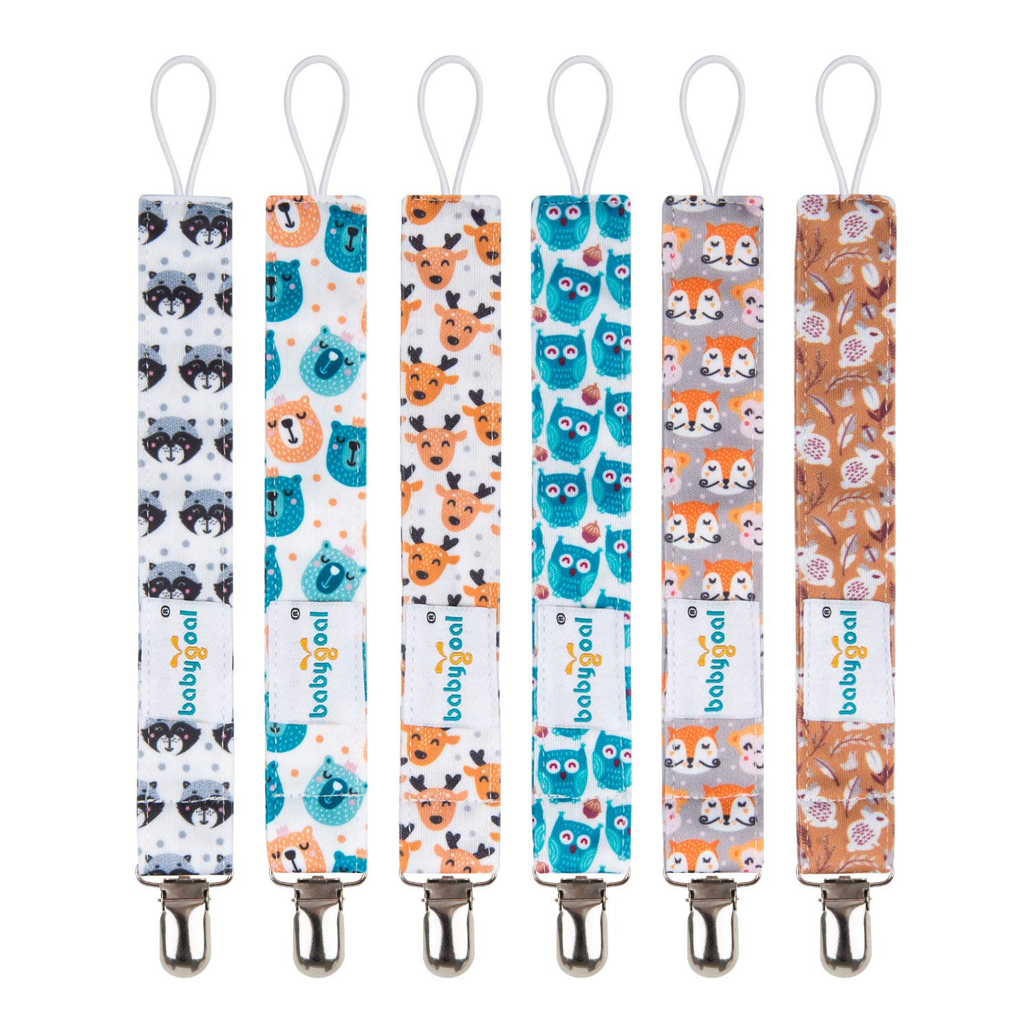Babygoal Animal Pacifier Clips, 6 Pack Pacifier Holder For Boys And Girls Fits Most Pacifier Styles &Teething Toys And Pacifier