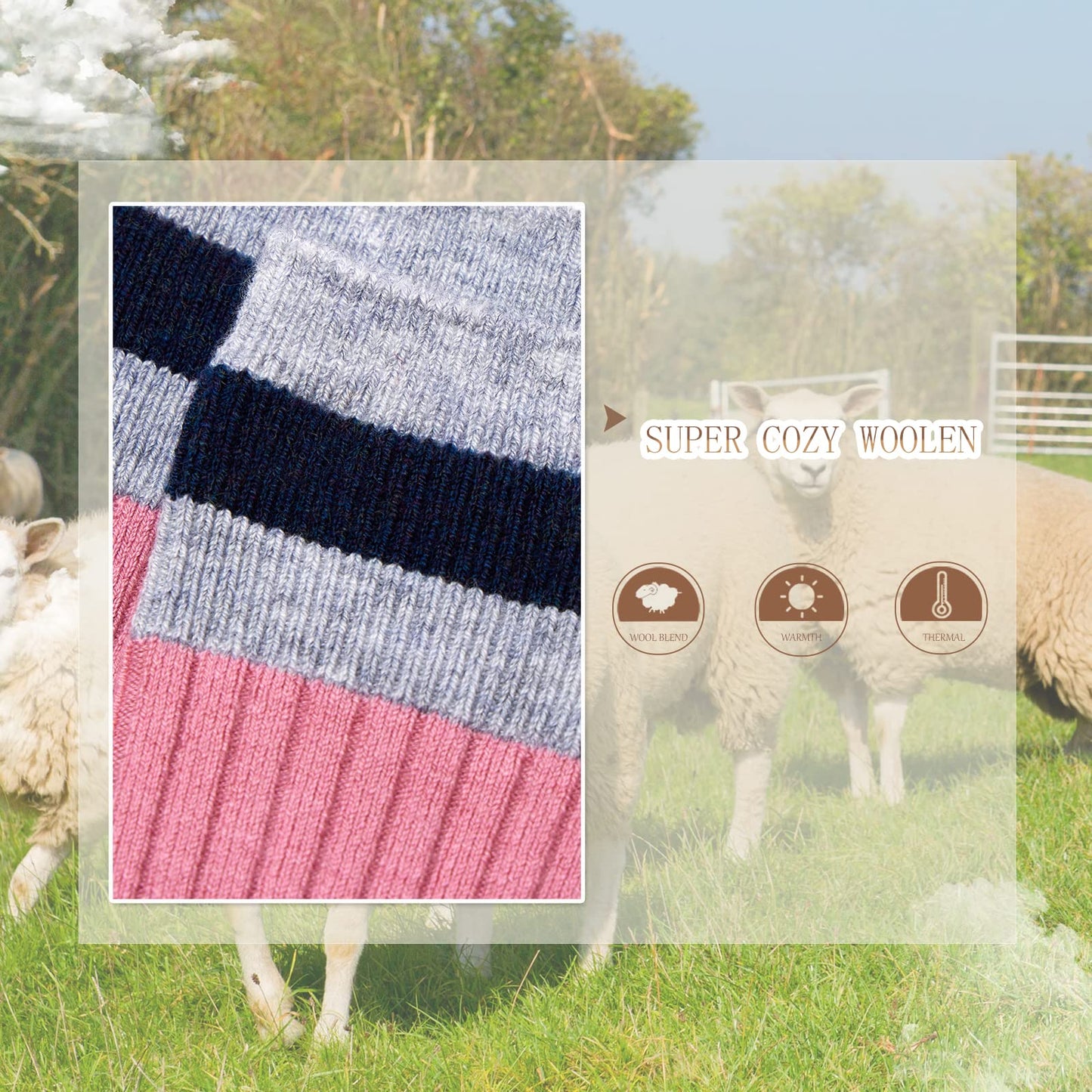 Howjojo Big Girls Wool Socks Kids Warm Socks Winter Thermal Crew Socks 6 Pack 8-10 Years