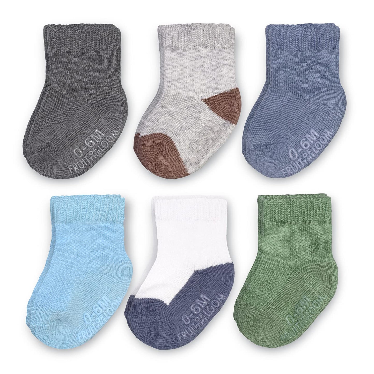 Fruit Of The Loom Baby 6-Pack All Weather Crew-Length Socks, Mesh & Thermal Stretch - Unisex, Girls, Boys (12-24 Months, Modern