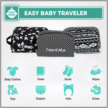 Easy Baby - Diaper, Bottle, And Supplies - Organizer Pouches And Changing Pad - Change, Feed, Dress, And Clean Me (8 Pack Brookl