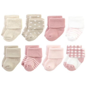 Hudson Baby Unisex Baby Cotton Rich Newborn And Terry Socks, Mauve Taupe, 0-6 Months