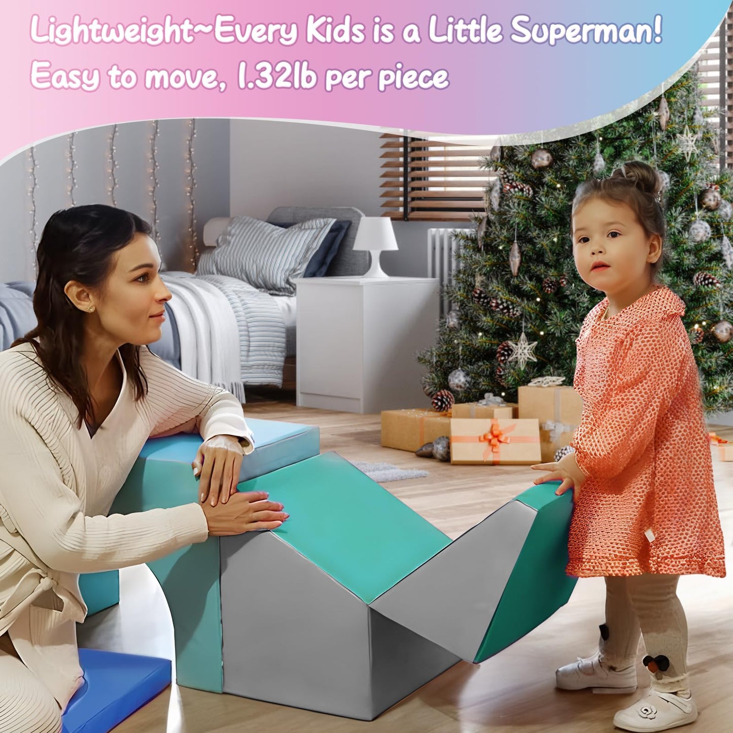 Surpcos Foam Climbing Blocks For Toddlers - Soft Play Set For Toddlers 1-3 - Climbing Toys - Baby Climbing Gym Foam - With Slide