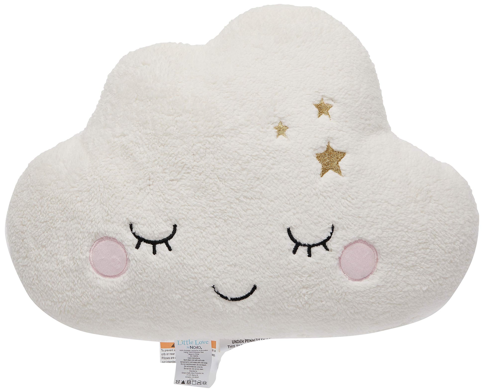 Little Love By Nojo - Plush Cloud Shaped Decorative Pillow, Decorative Nursery Pillow, Playroom D  Cor, Cute Throw Pillows, Whit