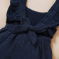 Younger Tree Toddler Baby Girl Ruffled Sleeveless Romper Casual Summer Jumpsuit Cotton Linen Clothes (Blue, 3-6 Months)