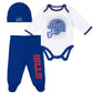 Nfl Buffalo Bills 3 Pack Bodysuit Footed Pant And Cap Registry Gift Set, Bluewhite Buffalo Bills, 6-9M