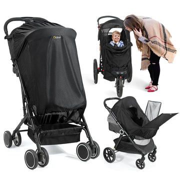 Orzbow Stroller Sun Shade, Breathable Sun Shade Cover for Stroller with Mosquito Net & Zip, Universal Baby Sun Shade with Double