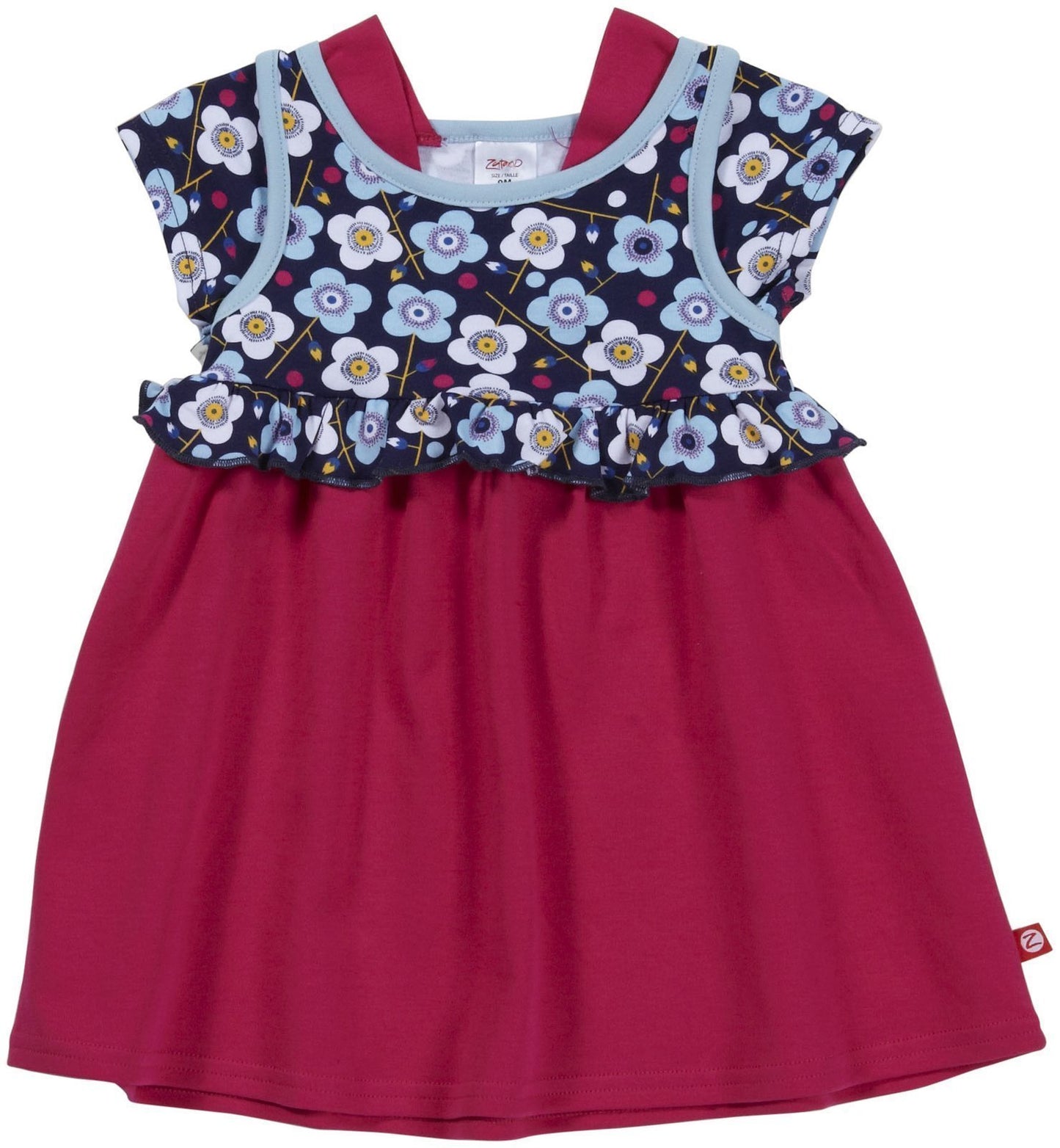 Zutano Blaue Blumen Ruffle Dress (Baby) - Navy-6 Months