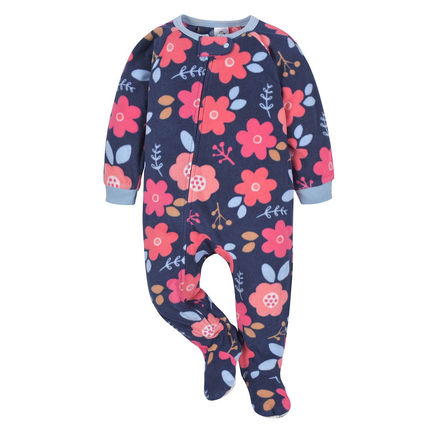 Gerber Baby Girls Toddler Loose Fit Flame Resistant Fleece Footed Pajamas 2-Pack Floral Blue 5T