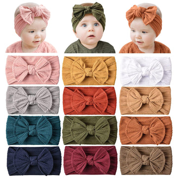 Prohouse 12 Pack Baby Nylon Headbands Hairbands Hair Bow Elastics Handmade Hair Accessories for Baby Girls Newborn Infant Toddle
