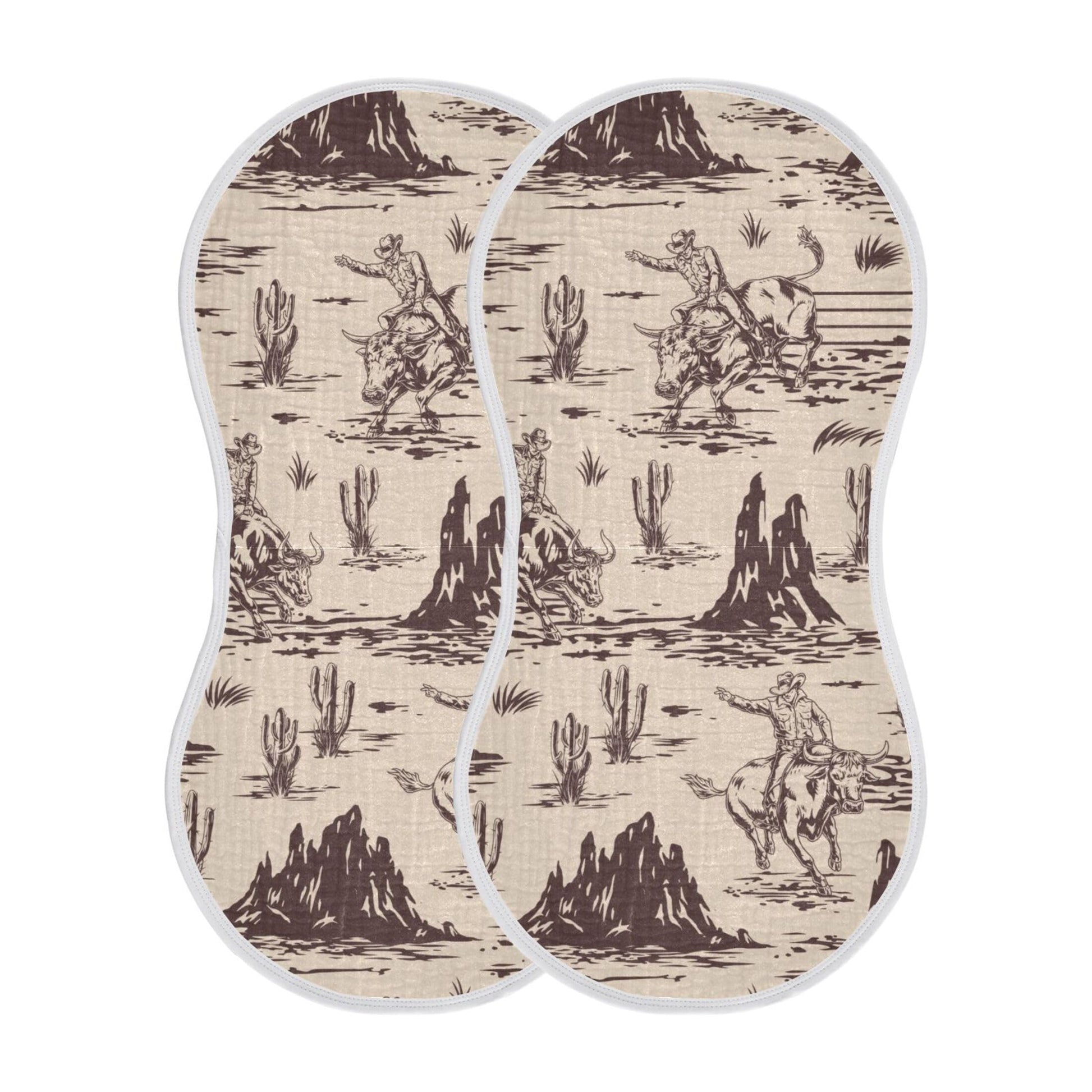 Mazeann Western American Cowboy Burp Cloths Baby Boys Girls Absorbent Soft Cotton Burping Cloths Rags 2 Pack