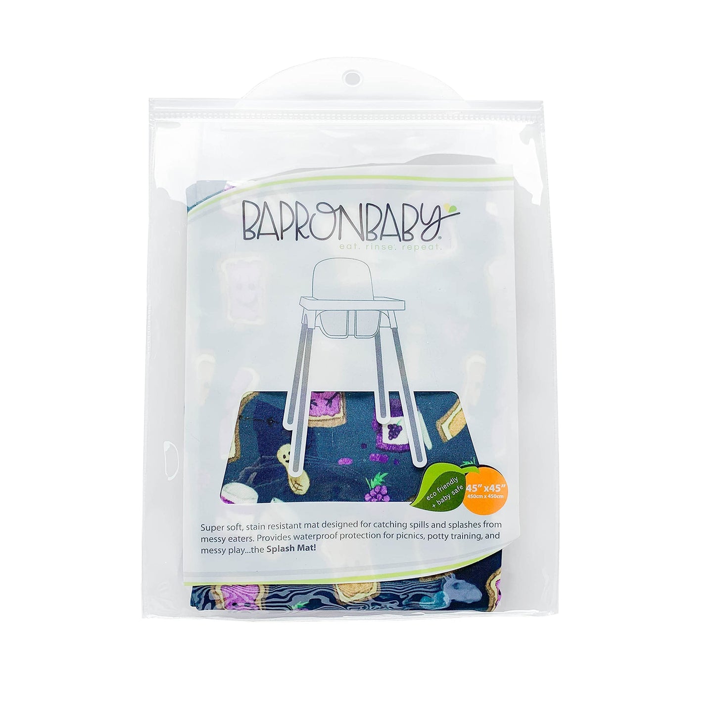 Bapronbaby Pbj Pals Splash Mat - Waterproof Catch-All For Under High Chairs, Floors, Tables, Playtime Or Arts & Crafts - Machine