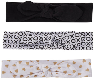 Hudson Baby Infant Girl Cotton Headband And Scratch Mitten Set Xoxo, 0-6 Months