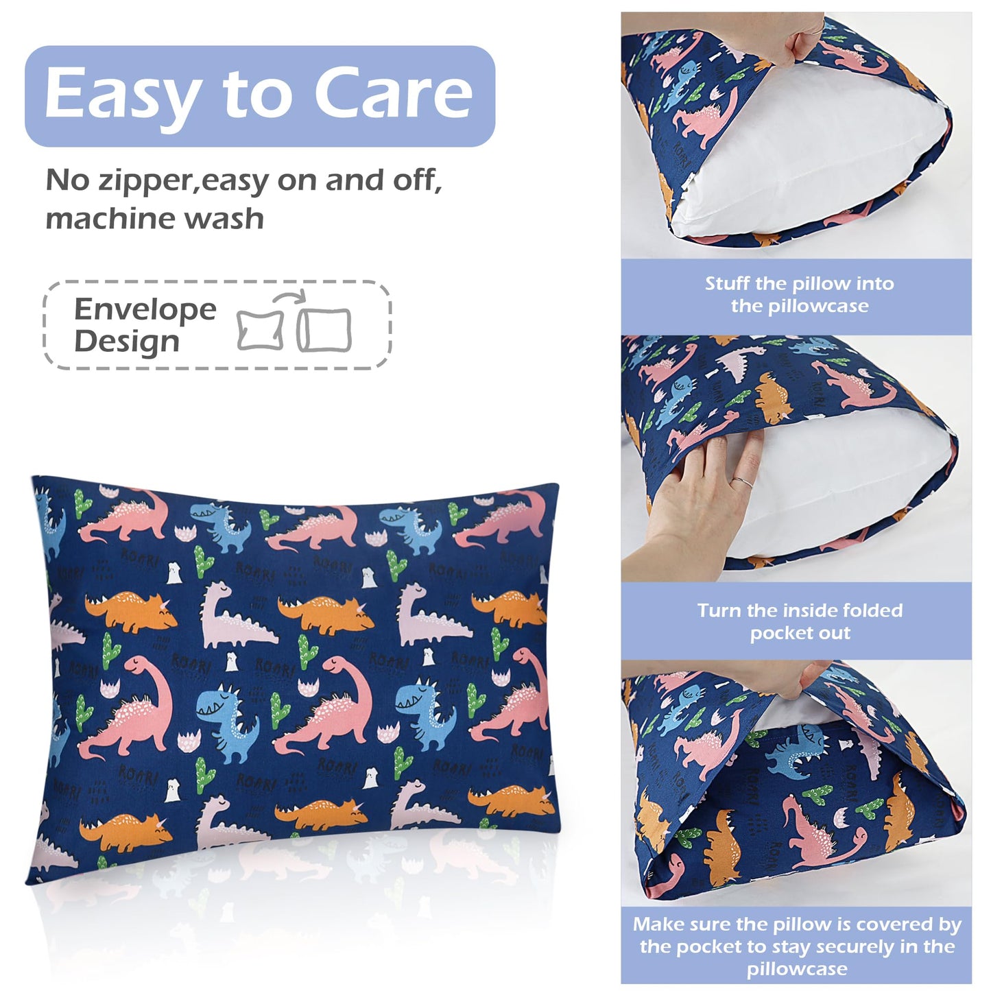 Print Toddler Pillowcases 2 Piece - Fits Toddler Travel Pillow 14 X 19-100% Jersey Cotton Baby Bedding Pillow Cover, Cartoon Pil