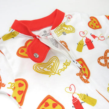 Honestbaby Baby 1-Pack Celebration Sleep & Play Footed One-Piece Pajama Sleeper 100% Organic Cotton, Junk Food Lover, 6-9 Months