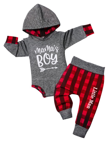 Fommy Baby Boy Clothes 9-12 Months Boy Outfit Mama'S Boy Letter Print Hoodies+Little Man Long Pants 2Pcs Set Stuff Gifts