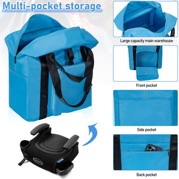 Toribio Backless Booster Car Seat Travel Bag, For Gb Pockit, Tote Bag Strollers Bags For Airplane Gate Check, Blue
