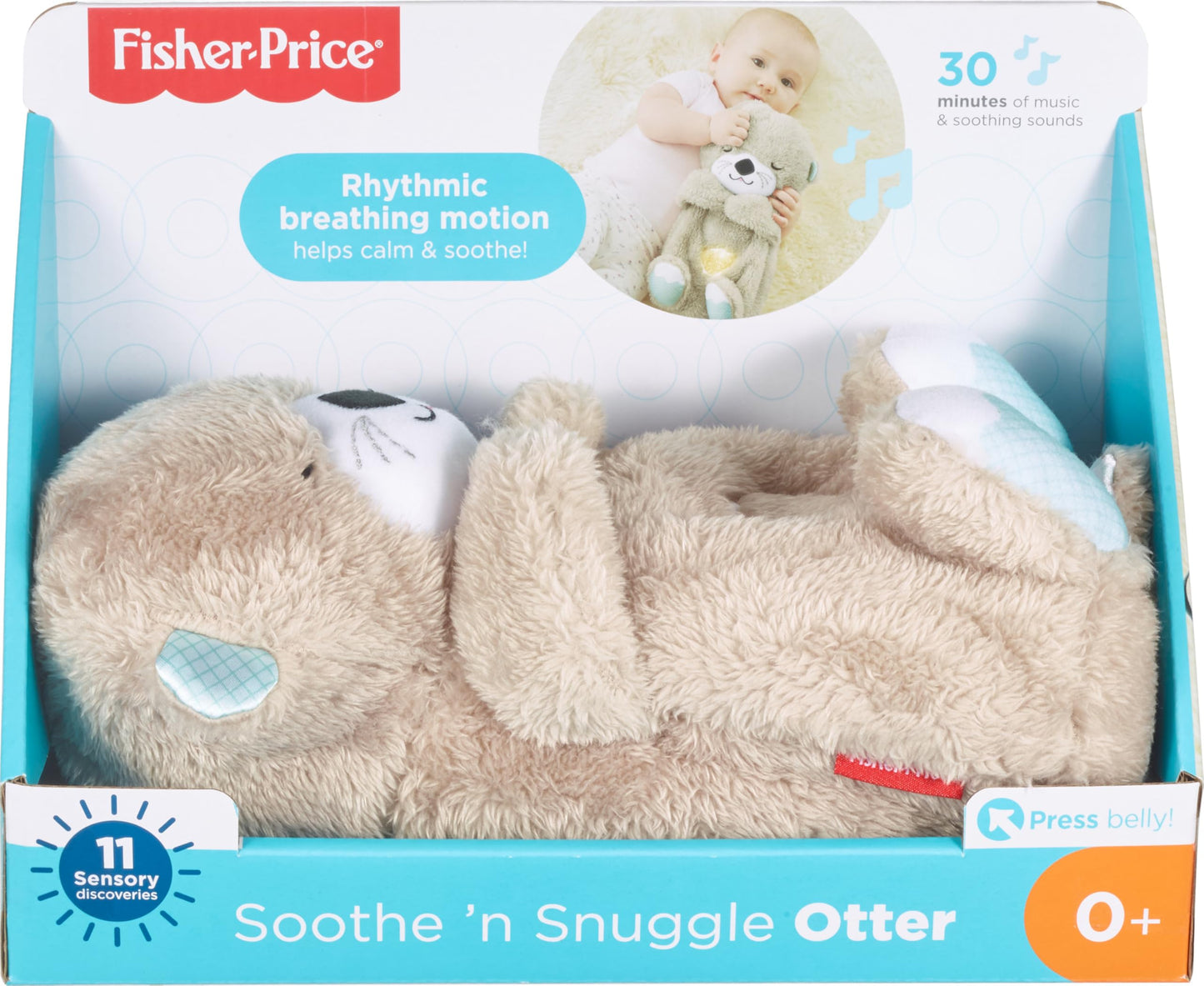 Fisher-Price Baby Toy Soothe n Snuggle Otter Portable Plush Sound Machine with Music Lights & Breathing Motion for Newborns 0+