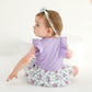 Tiny Cutey Baby Girl Clothes Infant Summer Outfits Set Ruffle Sleeve Romper And Floral Shorts With Headband (Purple Romper And R