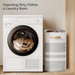 Nunsino Laundry Hamper,Laundry Basket With Leather Handles,Woven Storage Basket For Toys,Pillows,Blankets,Clothes,Brown&White