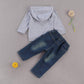 Fhutpw Toddler Baby Boy Outfits Hoodie Sweatshirts & Jeans Clothes Set Fall Winter 6 9 12 18 24 Months (A-Gray, 18-24 Months)