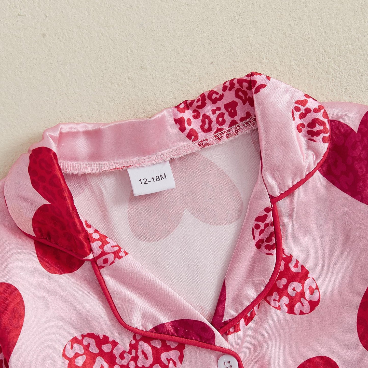 Baby Girl Silk Valentine'S Pajamas 2-Piece Button-Up Pjs Heart Feather Trim Satin Pajama Toddler Sleeper Nightgown (Pink 3T)