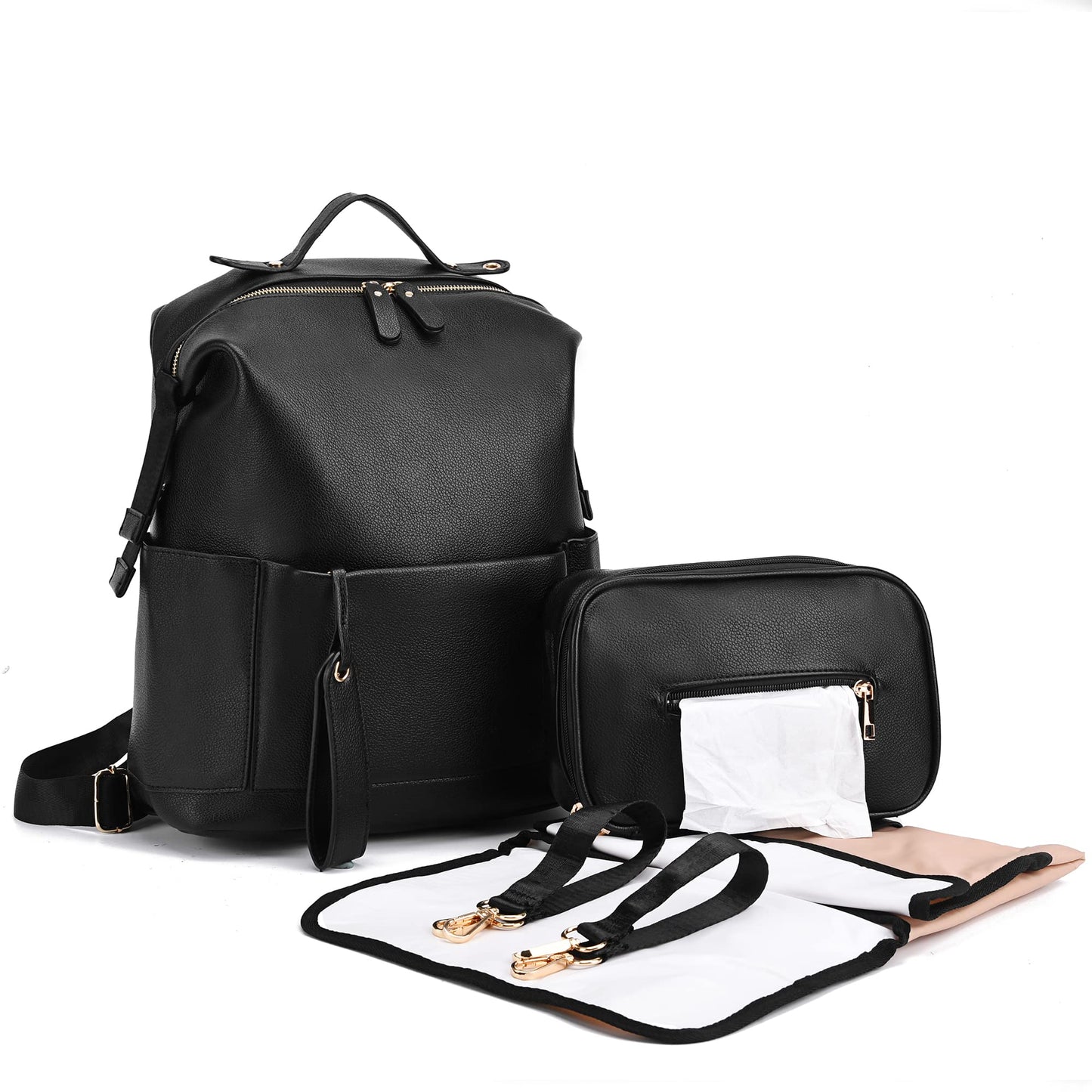ARDIKAMA Diaper Bag Backpack Leather Backpack for Women Travel Baby Bag Mother Outdoor Backpack with Changing Pad Stroller Strap