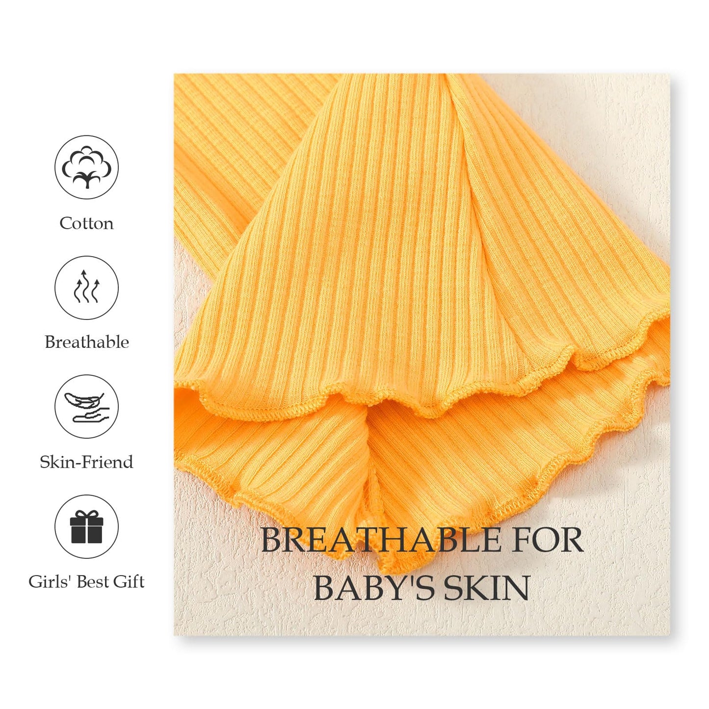 Sobowo Pants For Toddler Girls 2T-3T Toddler Baby Girl Flare Pants 3 Pack Solid Ribbed Ruffle Bell Bottoms Pants Fall Outfits(Wh