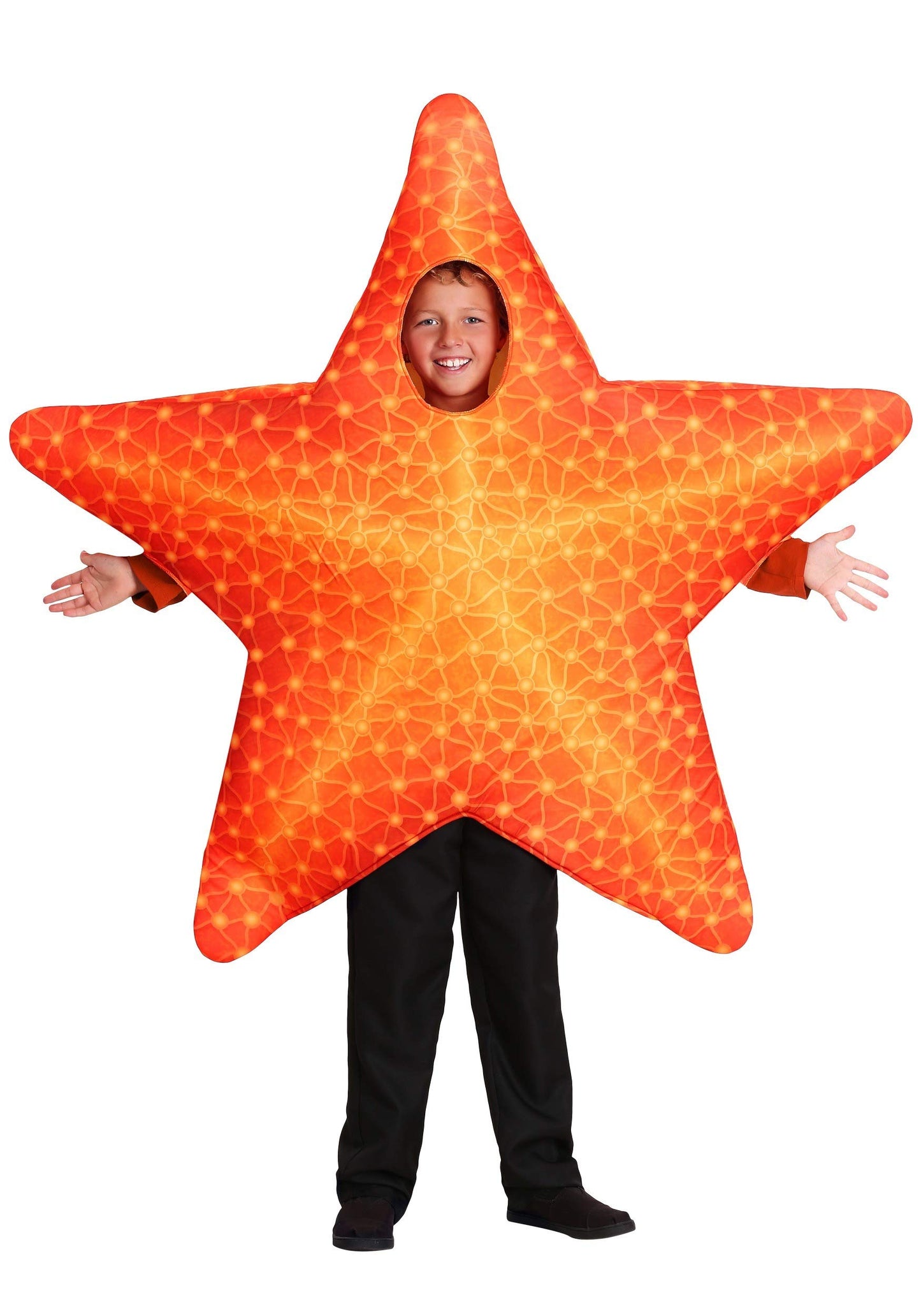 Kid's Orange Starfish Costume Tunic for Ocean Theme School Events Halloween or Under the Sea Dress Up Standard