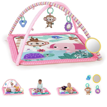 Bright Starts Floral Safari Activity Gym & Play Mat With Take-Along Toys, Ages Newborn +