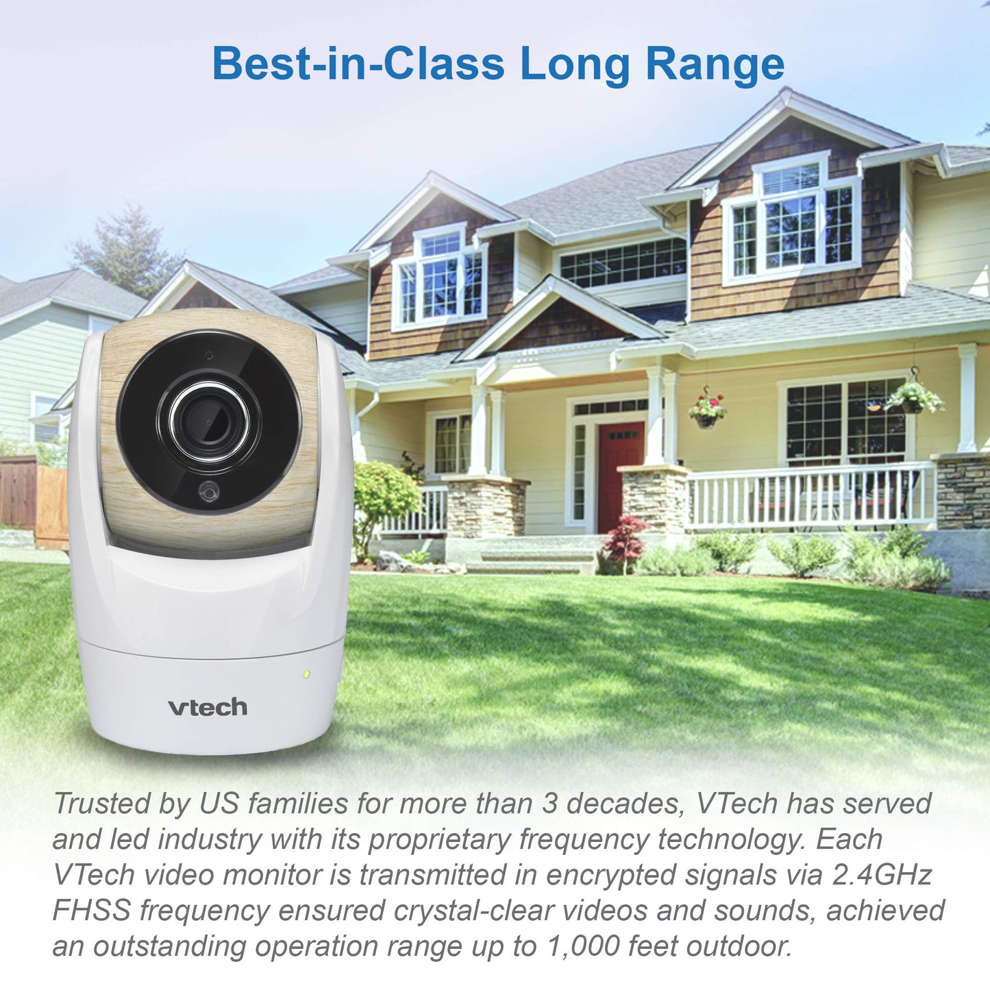 Vtech Vm919Hd (Upgraded) Video Monitor With 7'' 720P Screen,360 Panoramic Viewing, 110 Wide-Angle View,Night Vision, Up To 1000F