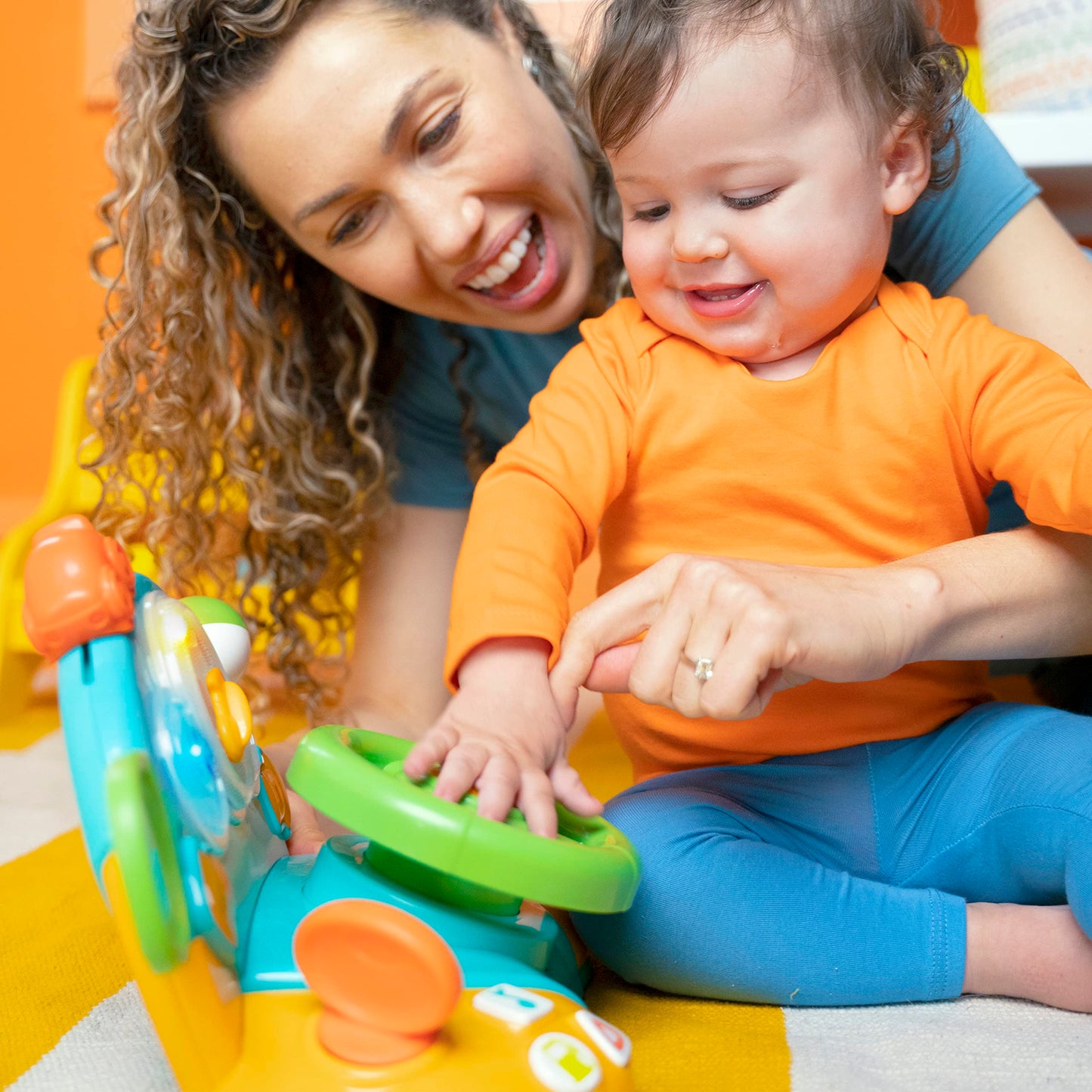 Bright Starts Lights and Colors Driver Toy Steering Wheel with Car Sounds for Pretend Play - Green, 6 Months and up