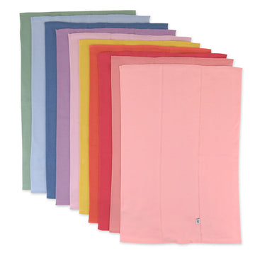 Honestbaby Baby Organic Cotton Knit Burp Cloths Multipack, 10 Pack Rainbow Gems Pinks, One Size