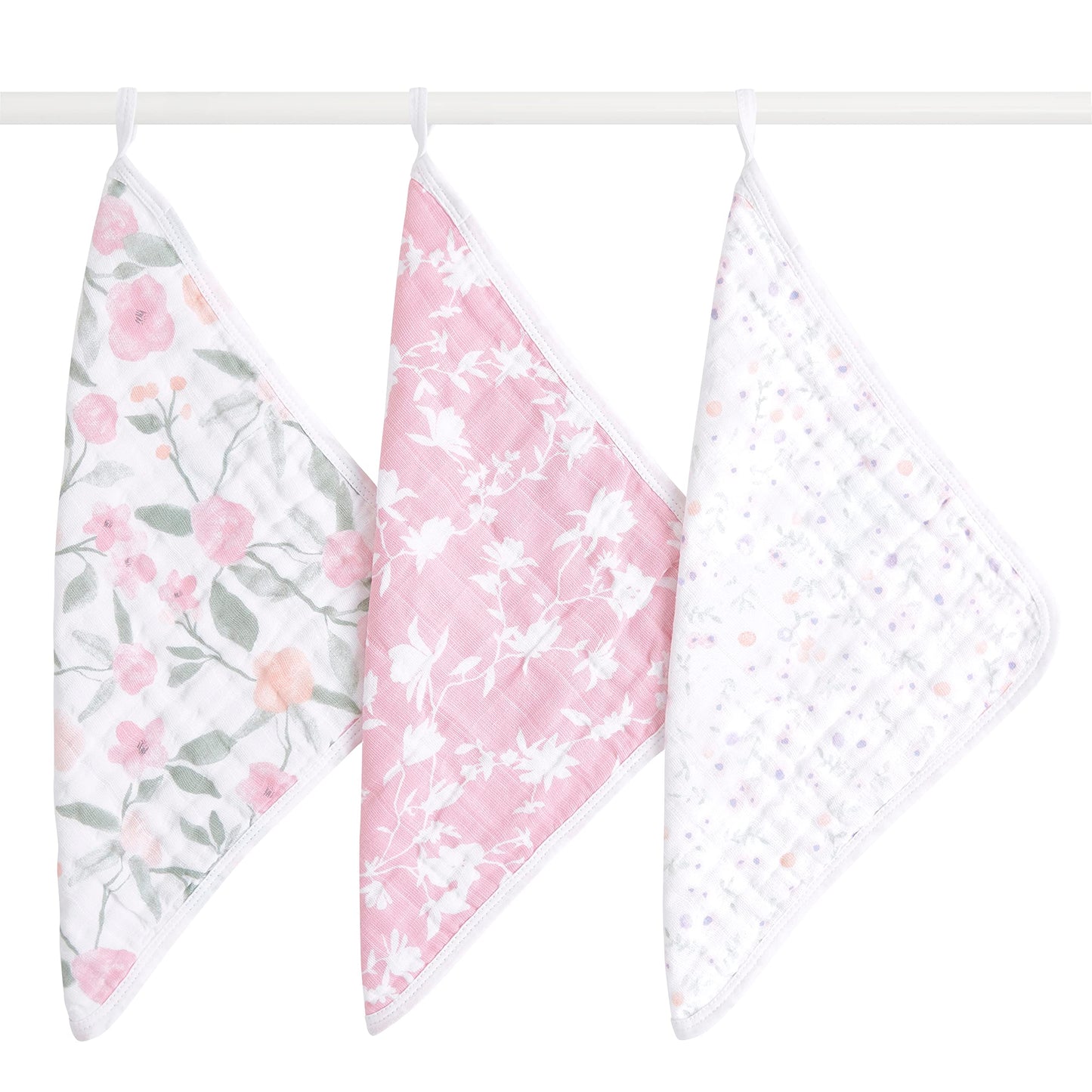 Aden + Anais Classic Boutique Washcloth Set, Super Soft 100% Cotton Muslin, 3-Pack, Ma Fleur