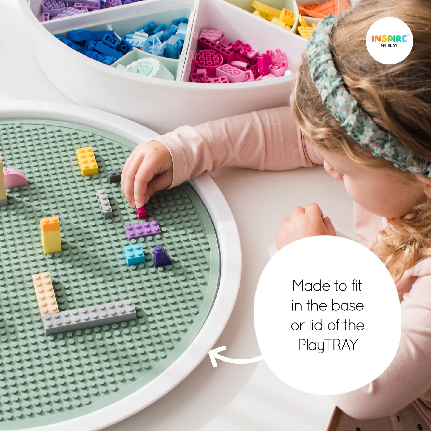 Inspire My Play - Silicone Building Blocks Baseplate - Compatible With All Major Building Block Brands - Double Sided For Large