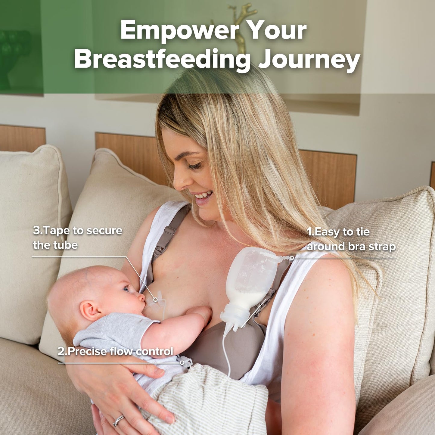 Haakaa Supplemental Feeding Tube & Pouch Set,Baby Supplemental Nursing System,Sns Breastfeeding System,Food Grade Silicone