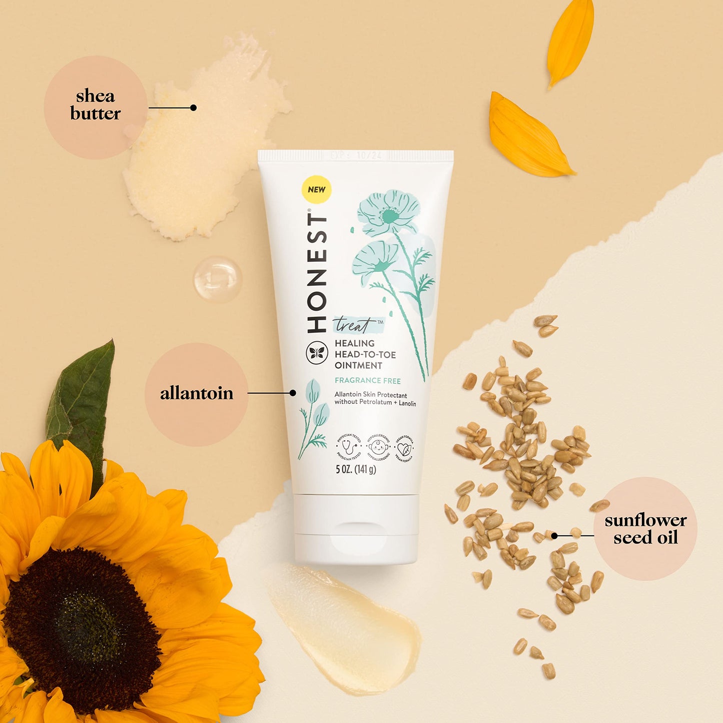 The Honest Company Head To Toe Multi-Purpose Healing Ointment  Gentle For Baby  Hypoallergenic, Vegan, Allantoin-Powered  5 Oz