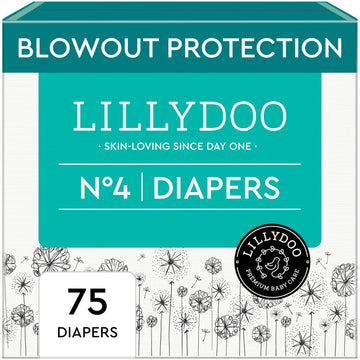 LILLYDOO Baby Diapers - Size 4 (20-31 lbs), Half-Monthly Supply (75 Count), Leak Protection, Skin-Friendly, Ultrasoft, Perfume- 