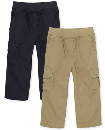 The Children'S Place Baby Boys And Toddler Boys Pull On Cargo Pants, Flax/New Navy, 6-9 Months
