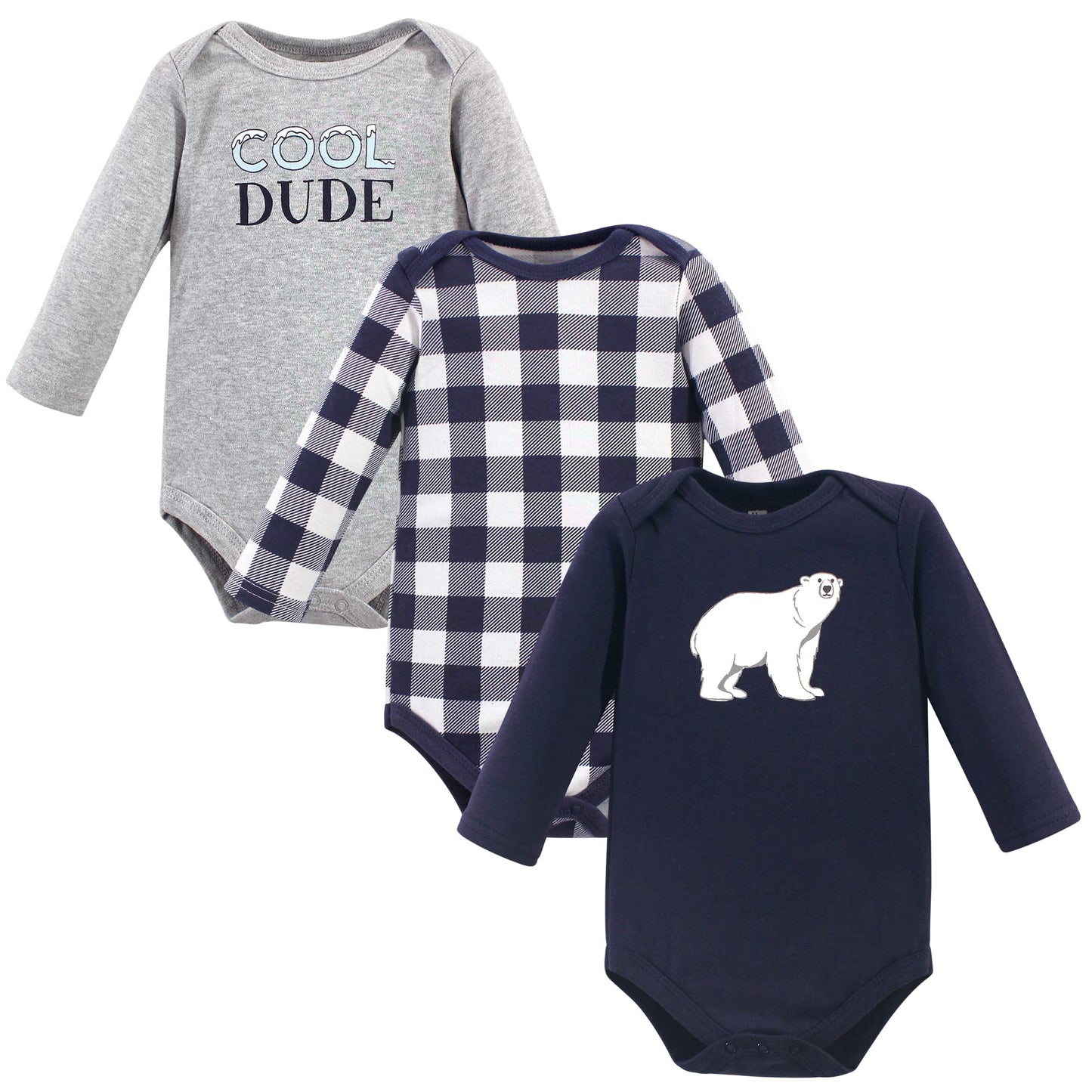 Hudson Baby Unisex Baby Cotton Long-Sleeve Bodysuits, Polar Bear, 9-12 Months