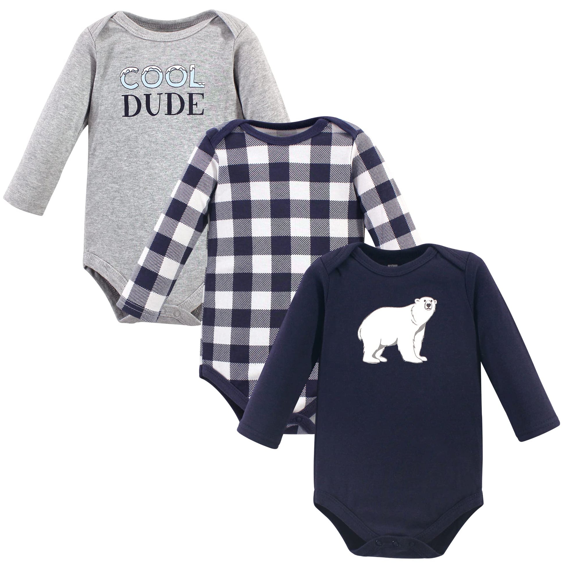 Hudson Baby Unisex Baby Cotton Long-Sleeve Bodysuits, Polar Bear, 9-12 Months