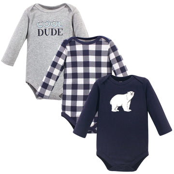 Hudson Baby Unisex Baby Cotton Long-Sleeve Bodysuits, Polar Bear, 9-12 Months