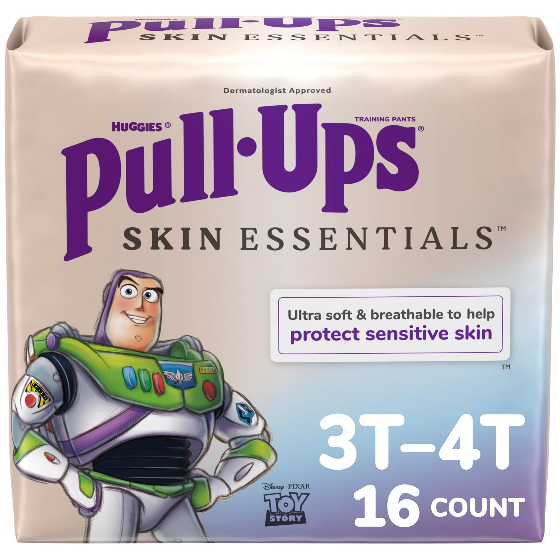 Pull-Ups Boys' Skin Essentials Potty Training Pants, Training Underwear, 3T-4T (32-40 Lbs), 16 Ct