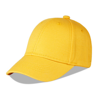 Langzhen Cotton Outdoor Toddler Girls Boys Plain Baseball Cap Baby Infant Structured Adjustable Hat For Kids Sun Hat (M-Yellow)