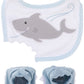 Baby Aspen Shark Bib and Booties Gift Set - Unique Baby Shower Gifts for Boys - 100% Cotton Newborn Bibs and Baby Booties 0-3 Mo