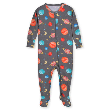 Gerber Unisex-Baby-Toddler Buttery Soft Snug Fit Footed Pajamas With Viscose Made From Eucalyptus, Space,-2T